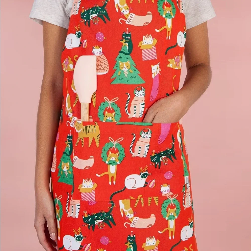 : : DANICA JUBILEE 100% Cotton Cat Print Holiday Apron : :